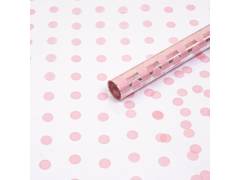 Пленка прозрачная с рисунком «Горох» Нежно-розовый 70см 200гр